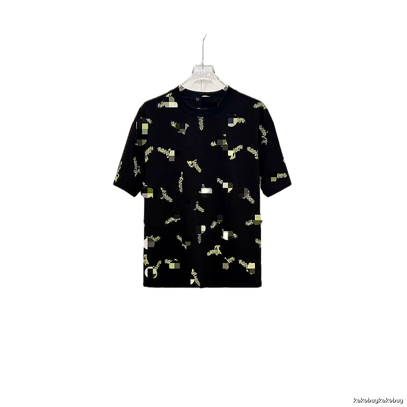 Louis Vuitton Trendy All-over Printed Black Short-sleeve T-shirt