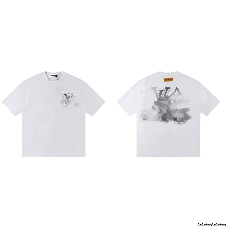 Louis Vuitton Trendy Ink-wash Blended White T-Shirt
