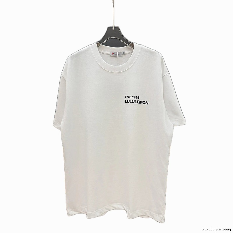 lululemon minimalist style printed white short-sleeve T-shirt