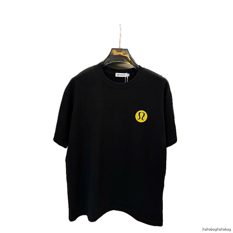 lululemon Printed Casual Style Black Short Sleeve T-Shirt