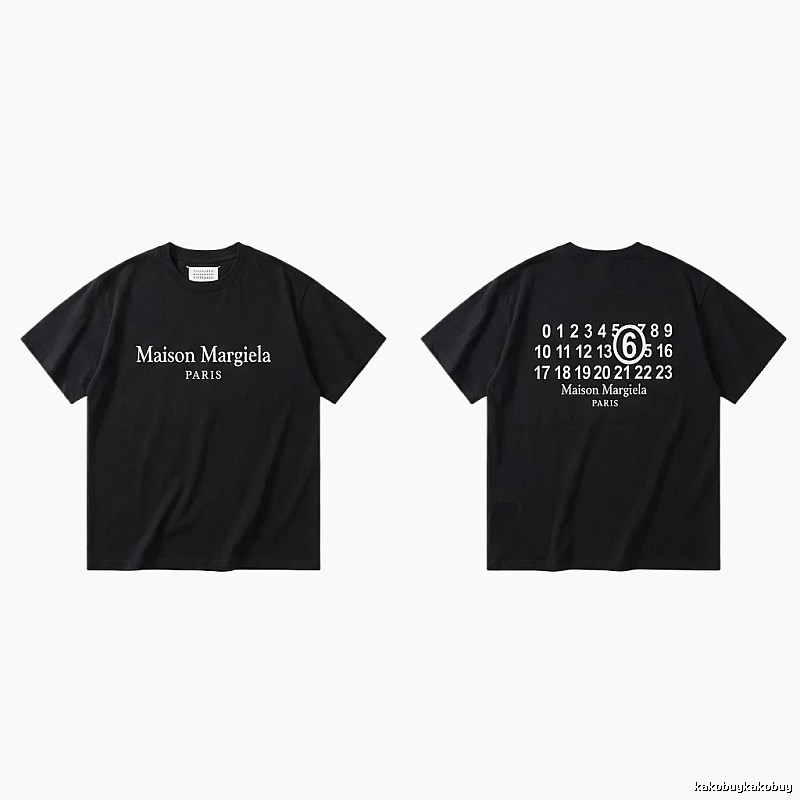 Maison Margiela black T-shirt with digital printing.
