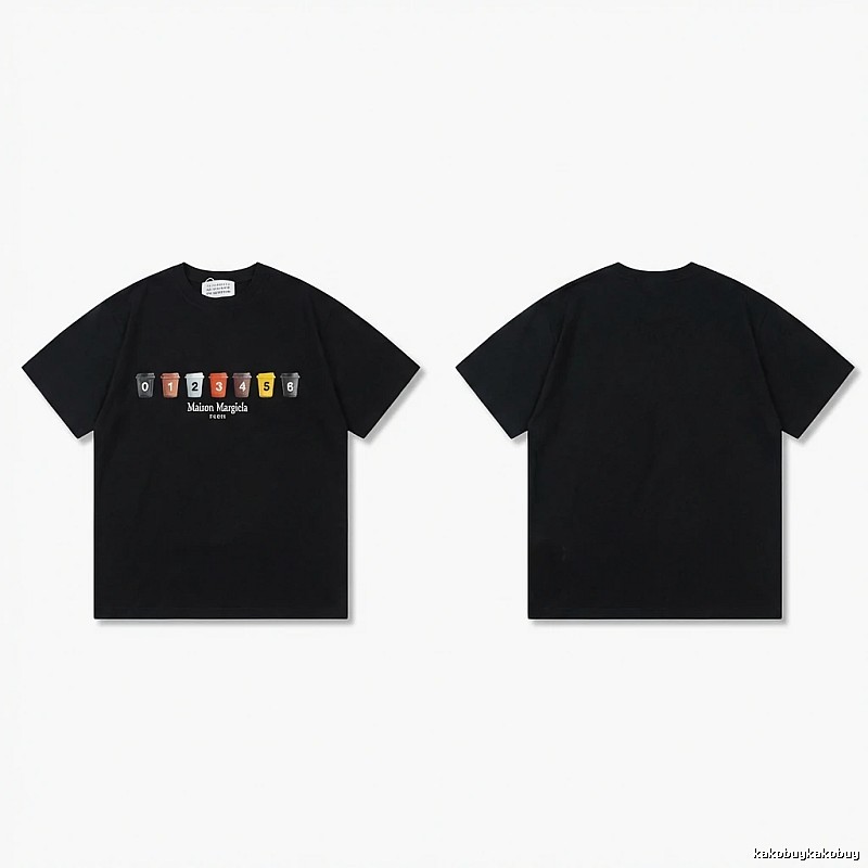 Maison Margiela digital print style black T-shirt