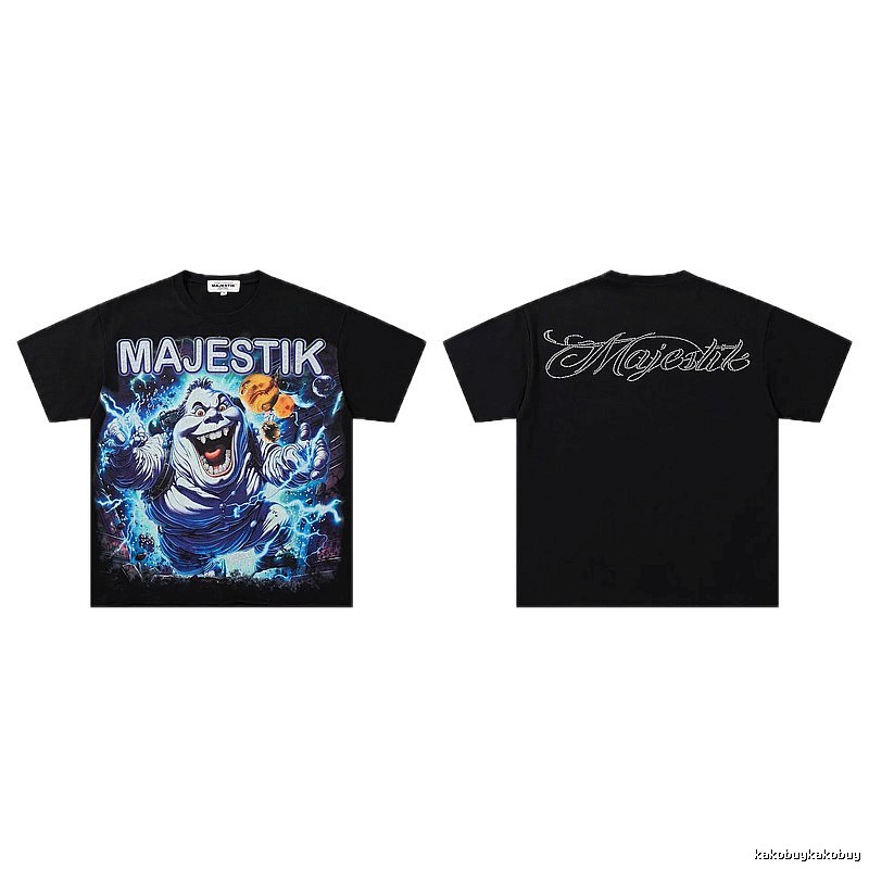 MAJESTIK Ghost Print Street Style Black T-Shirt
