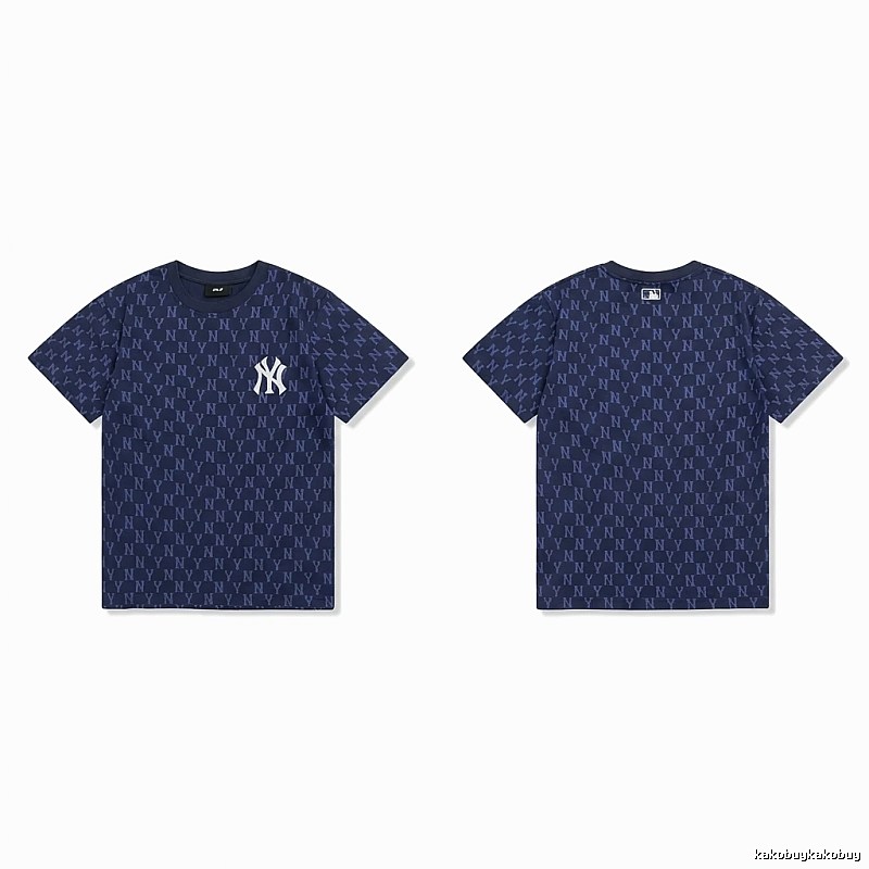MLB full - print style navy blue T - shirt