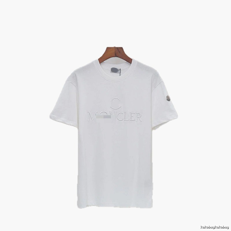 Moncler Embossed Casual Style White Short-sleeve T-shirt