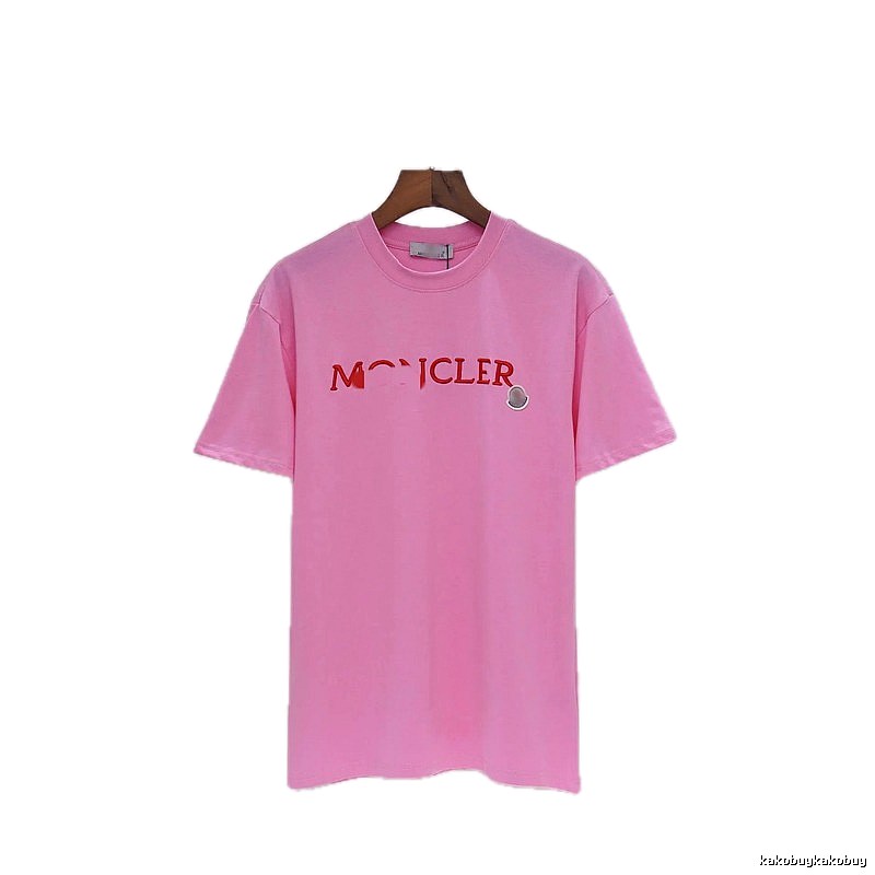 Moncler Embroidered Casual-style Pink T-Shirt