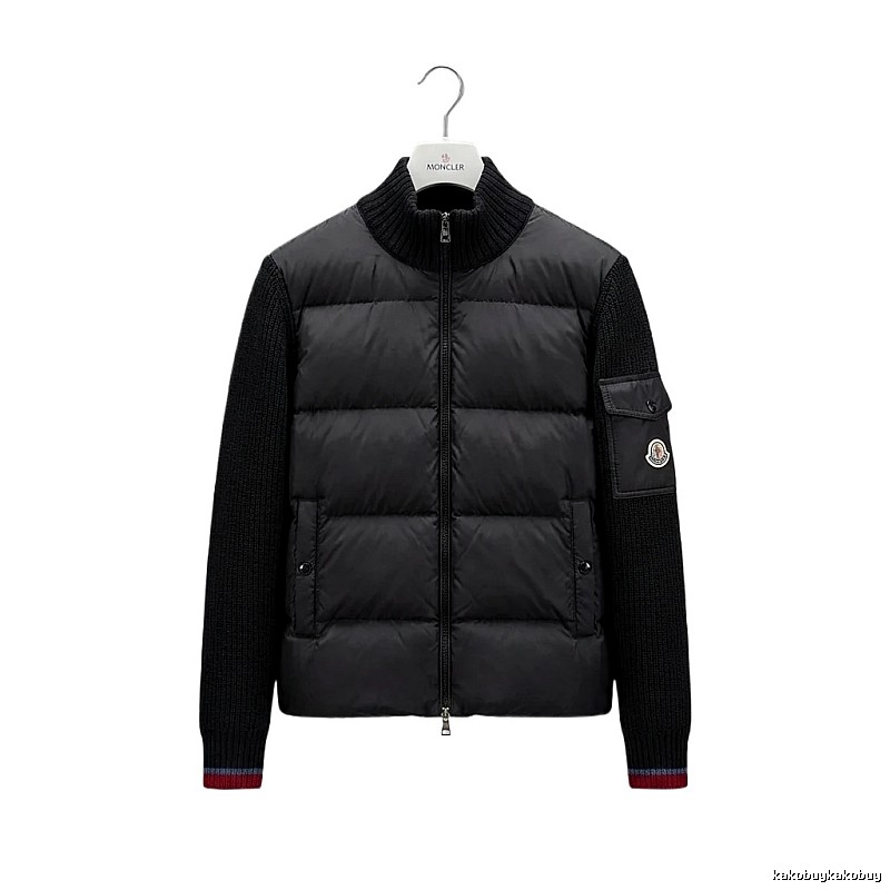 Moncler knitted and spliced black down jacket