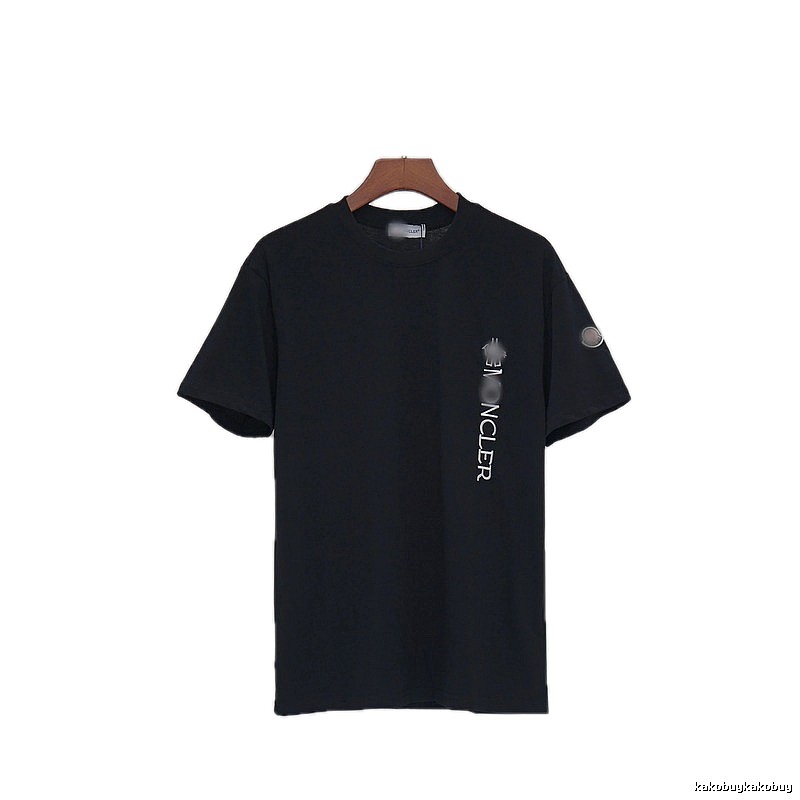Moncler Letter Print Minimalist Style Black T-Shirt