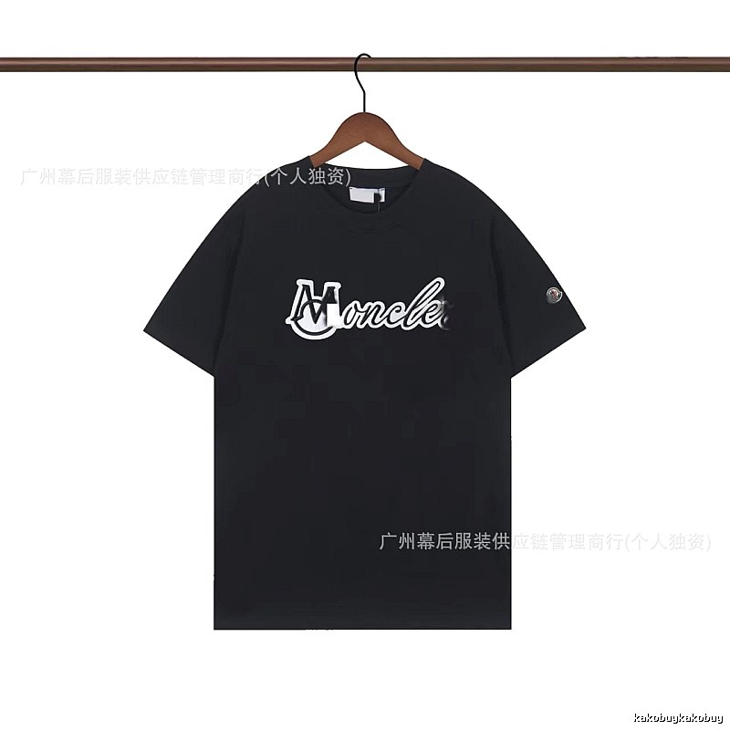 Moncler Printed Collection Streetwear Style Black T-Shirt