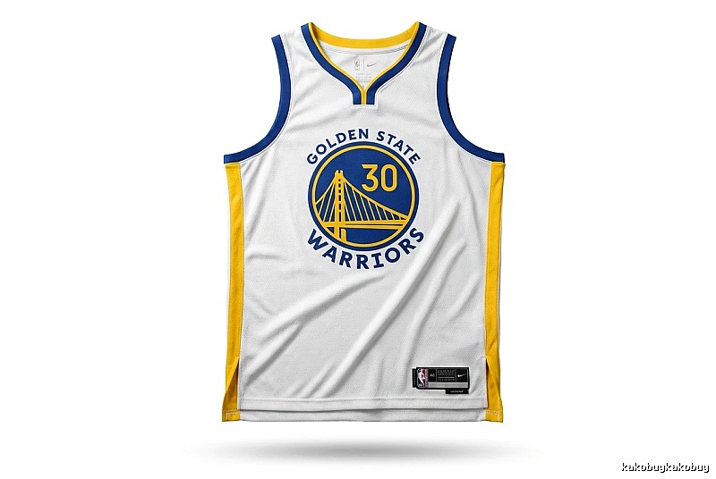 Nike Curry No.30 white, blue and yellow jersey