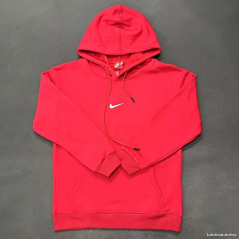 Nike Small Chest-Logo Detail Small-Logo Detail Red Zip Hoodie Commuter Look Swoosh