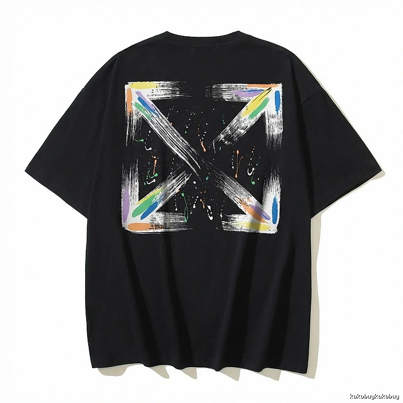 Off-White graffiti-style black T-shirt