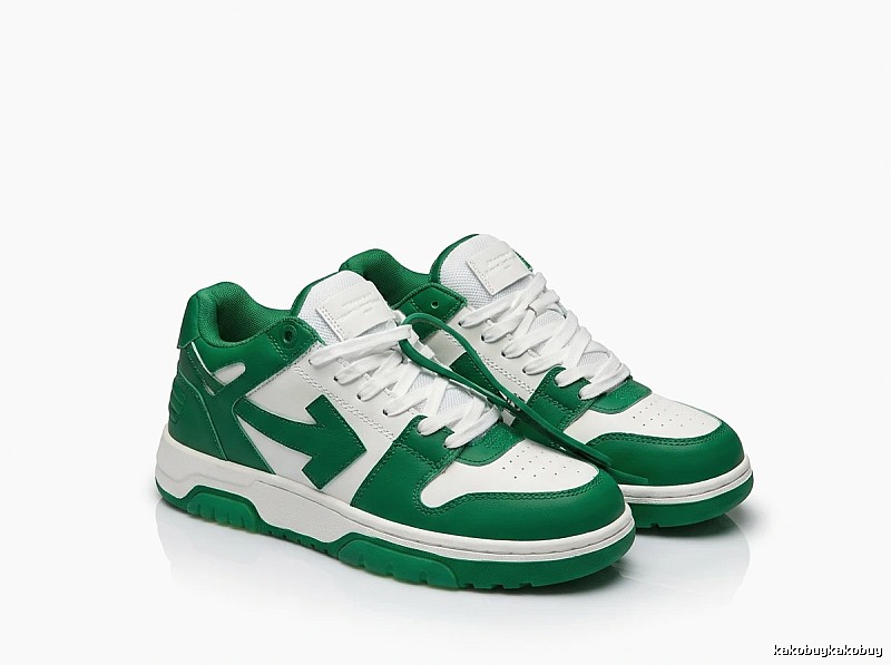 Off-White Green and White Trendy Sports Shoes