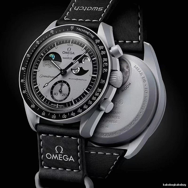 Omega Black Strap Chronograph Watch for Photo Ready Styling