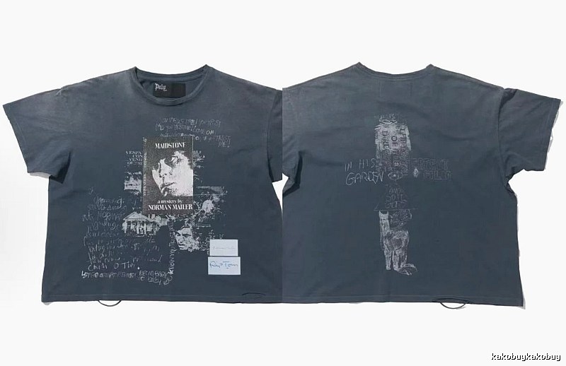 Paly Hollywood Portrait Graffiti Vintage Washed Grey T-shirt