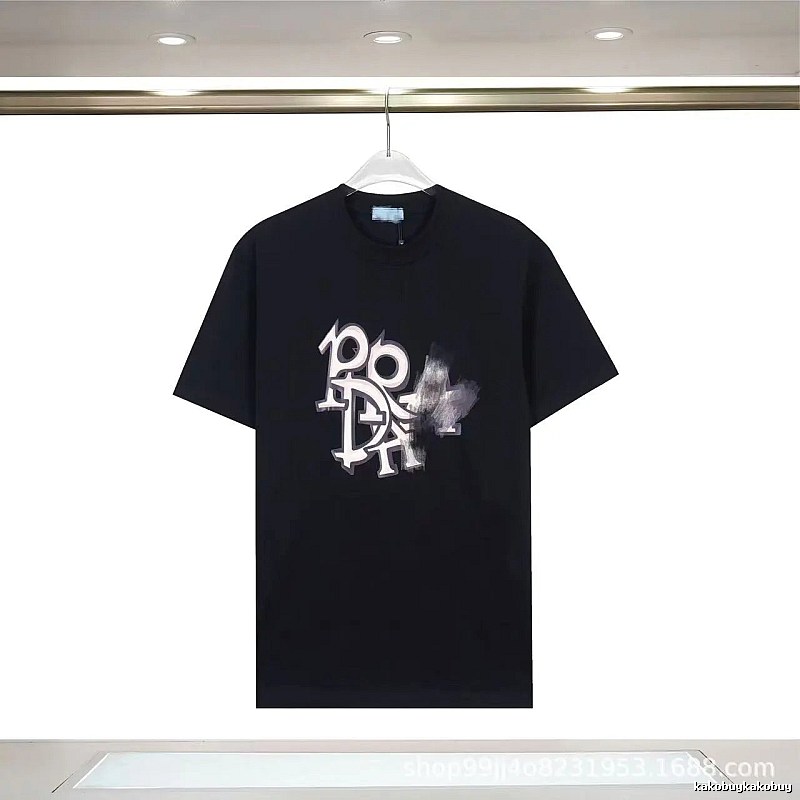 Prada Letter Graffiti Street Style Black T-Shirt