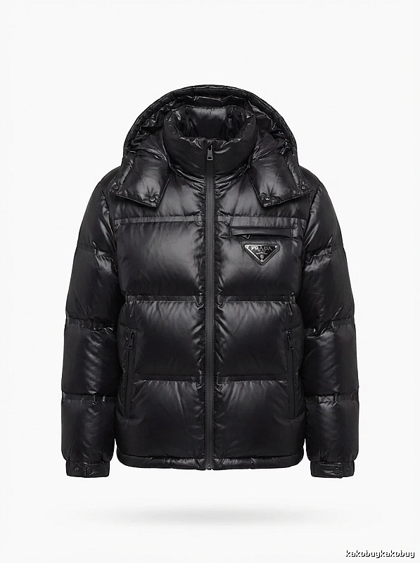Prada triangle logo black down jacket
