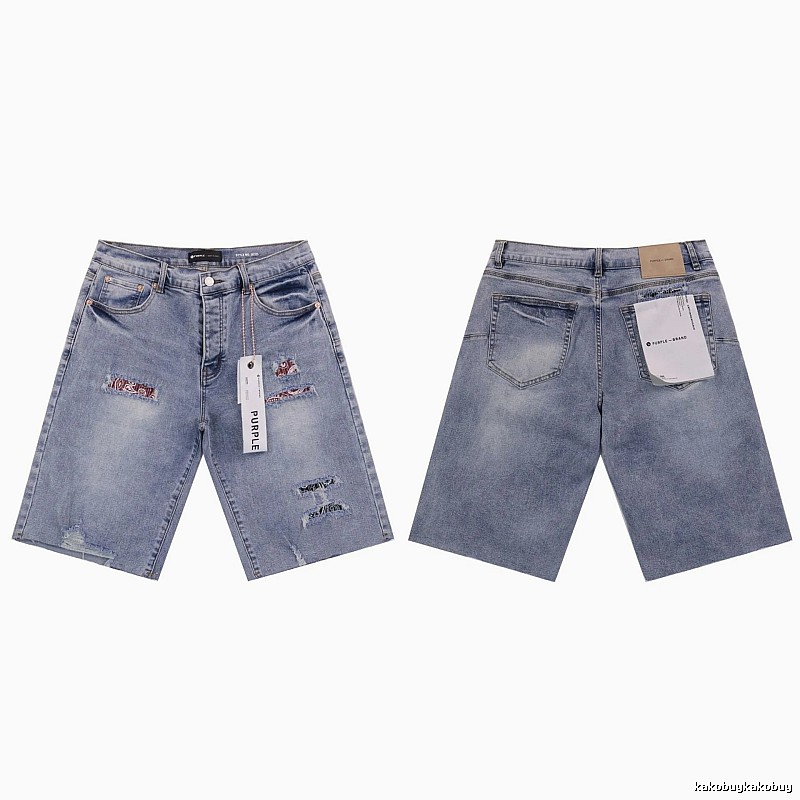 PurpleGodspeed Distressed Light Blue Denim Shorts