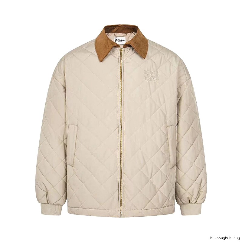Quilted Collared Jacket with diamond stitching and a contrasting brown collar - Travel