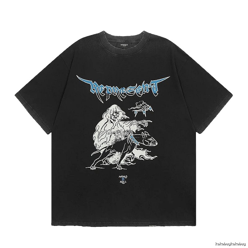 Represent Grim Reaper Print Vintage Style Black T-Shirt
