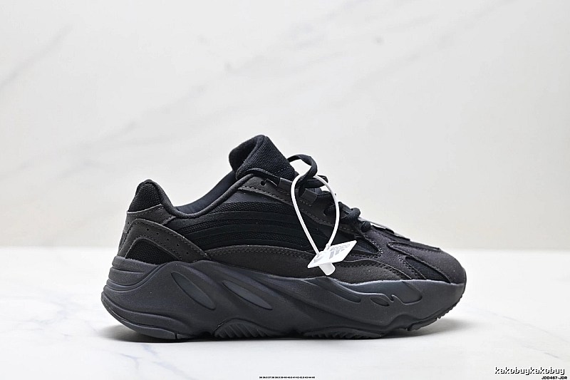 Retro-style black Yeezy 700 shoes