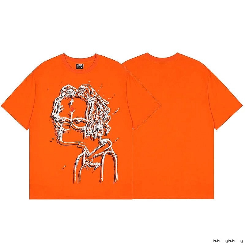 Revenge Orange Skull Graphic T-Shirt Color Pop
