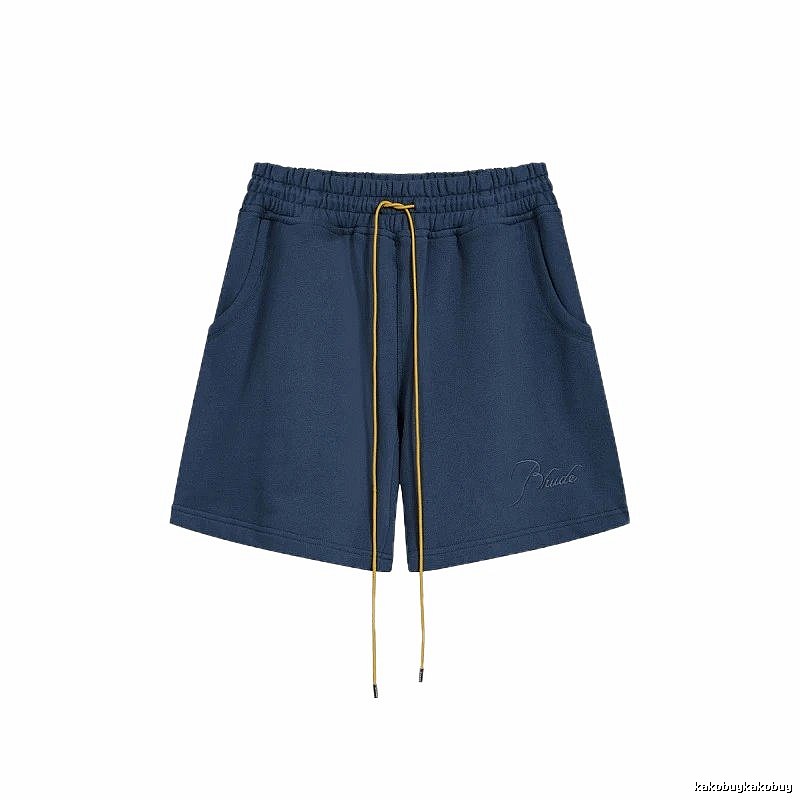 RHUDE minimalist style navy blue shorts