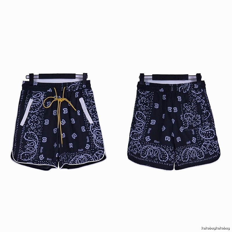 RHUDE retro-style black shorts