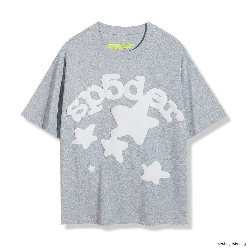 Sp5der Gray T-shirt with Star Print