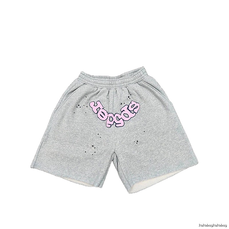 Sp5der Printed Street Style Grey Shorts