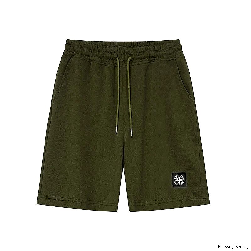 Stone Island Badge Casual Style Army Green Shorts