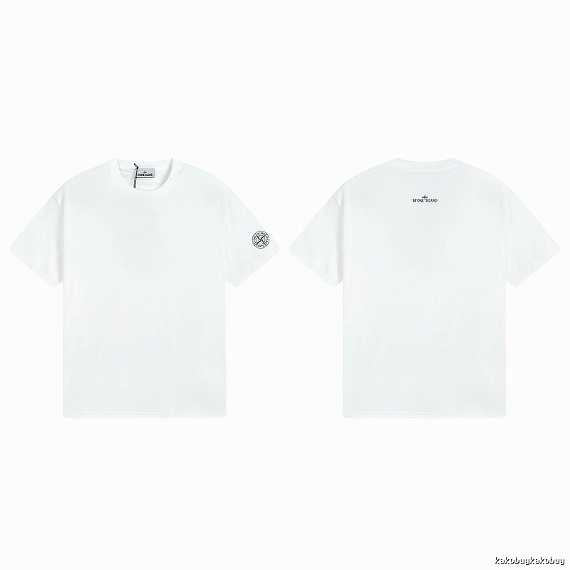 Stone Island Badge Minimalist Style White Short-sleeve T-shirt