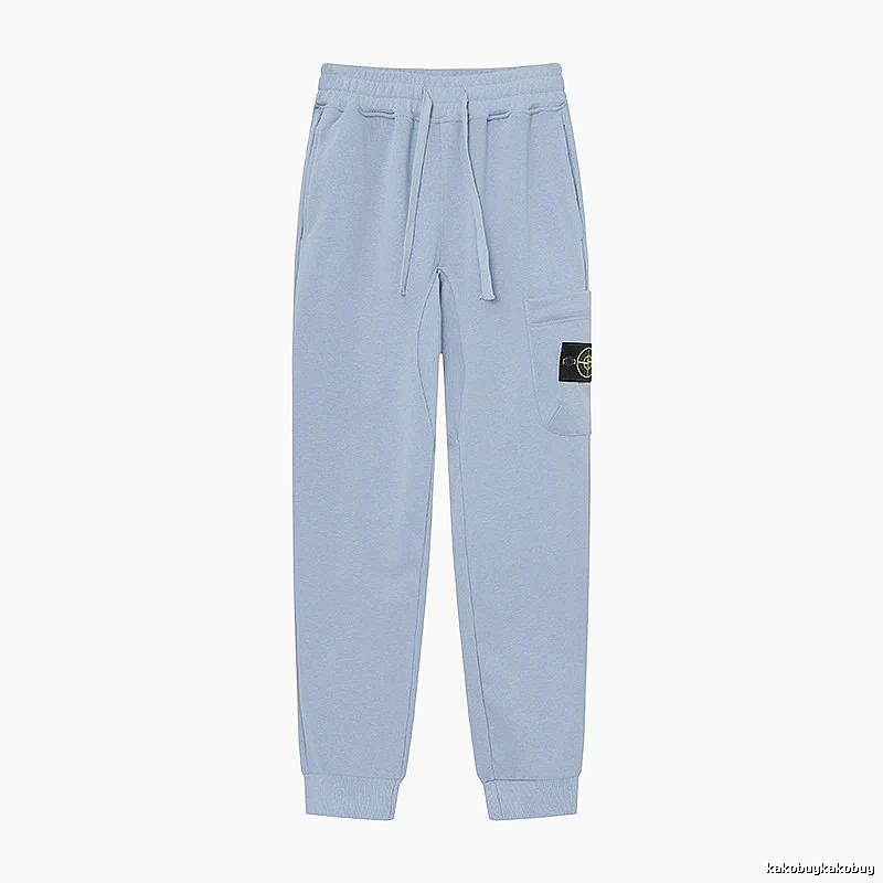 Stone Island Compass Badge Street Style Light Blue Cuffed Jogger Sweatpants