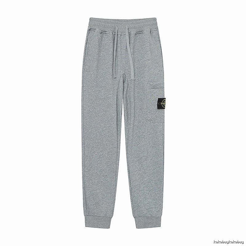 Stone Island Compass Logo Casual Light Grey Cuffed Sweatpants