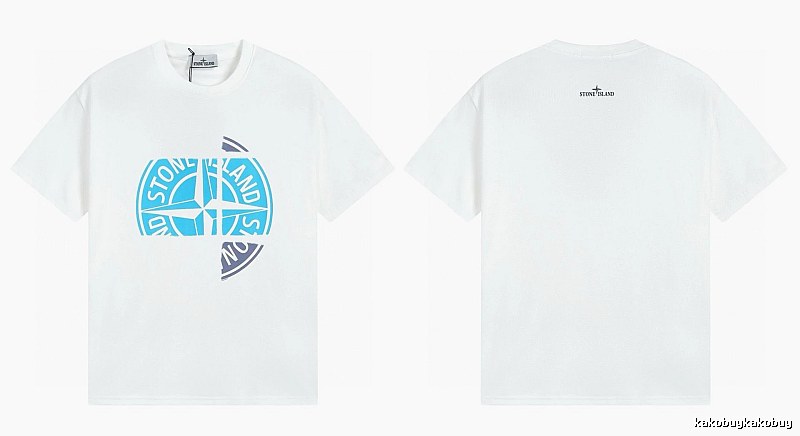 Stone Island Compass Print Cool Trendy Style White T-Shirt