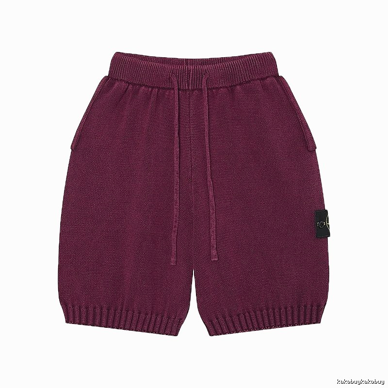 Stone Island Knit Casual Style Burgundy Shorts