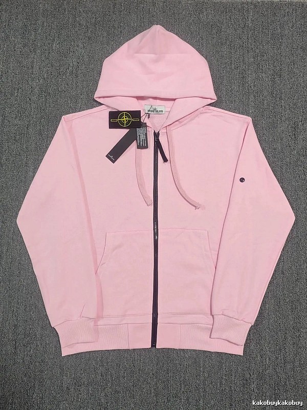Stone Island Pink Zip Hoodie Casual Layering
