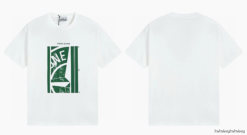 Stone Island Printed Street Style White Short Sleeve T-Shirt
