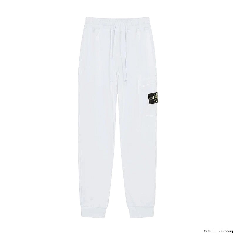 StoneIsland Badge Workwear Style White Sweatpants