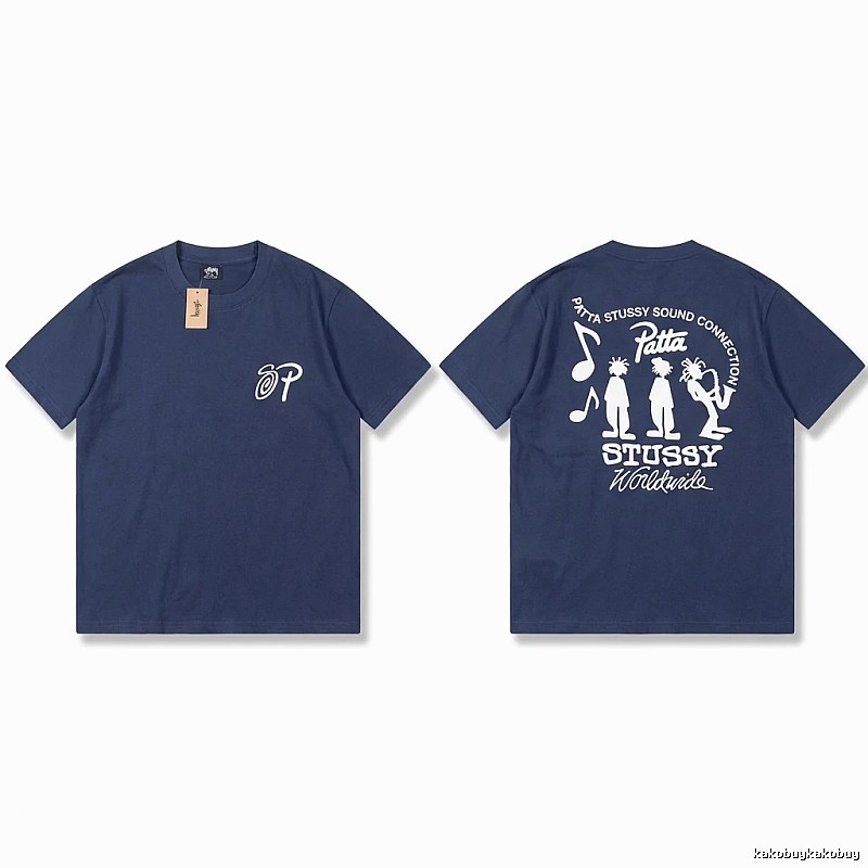 Stussy Co-branded Hip-hop Style Navy Blue T-shirt