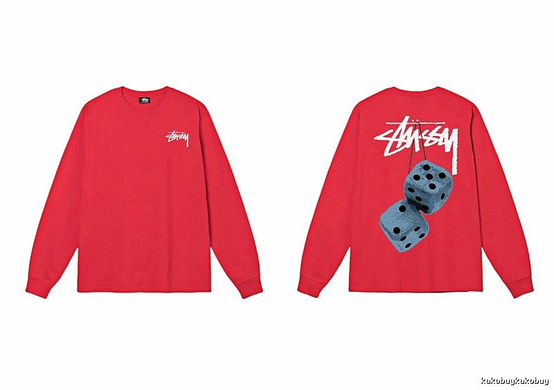 Stussy dice pattern red long-sleeved shirt