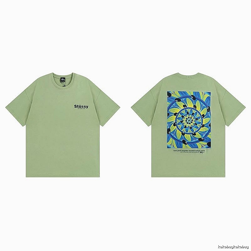 Stussy Green Spider Graphic T-Shirt Outdoor Days Logo