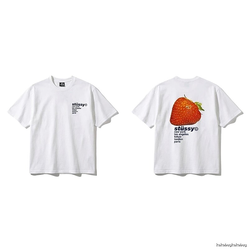 Stussy Strawberry Print White T-shirt
