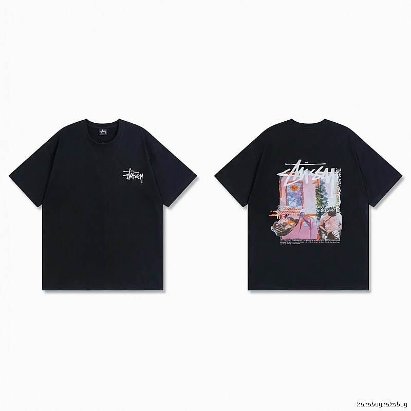 Stussy trendy style black T-shirt