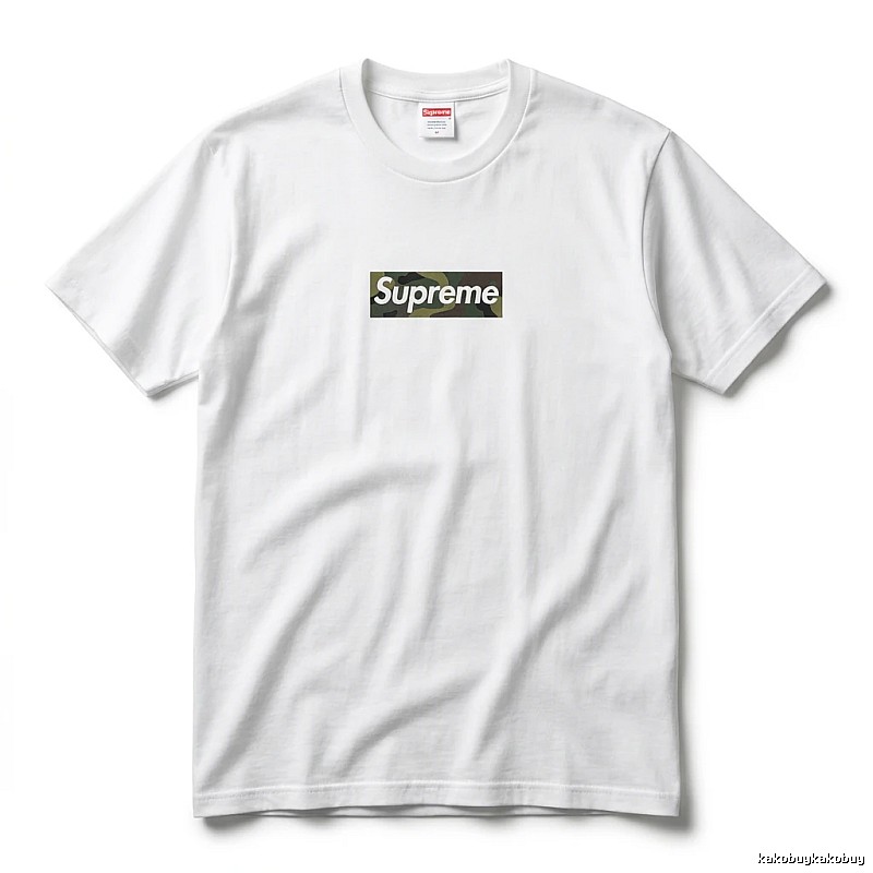 Supreme camouflage-style white T-shirt