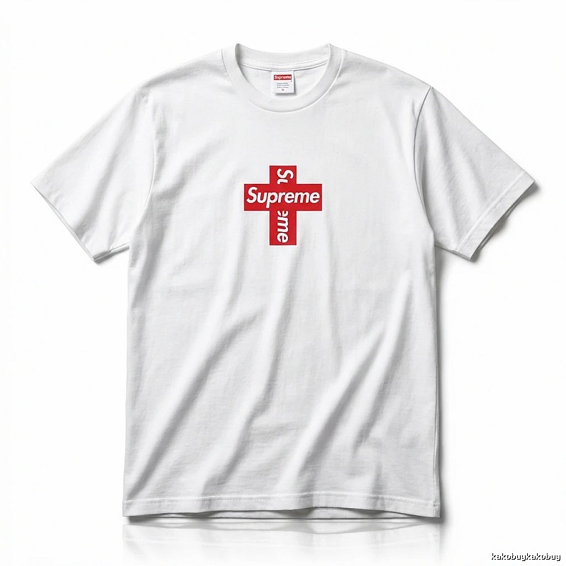 Supreme Cross Trend Brand White T-shirt