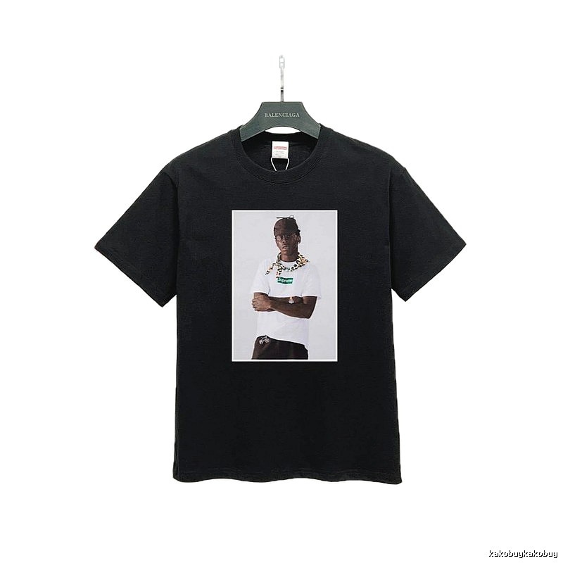 Supreme Portrait Print Street Style Black T-Shirt