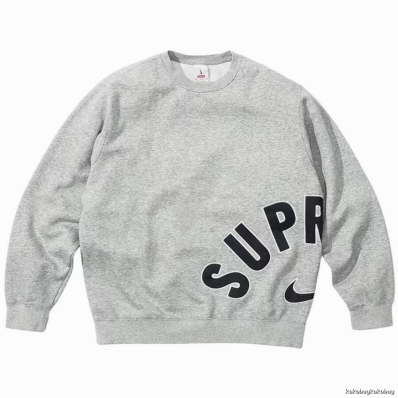 Supreme Statement Logo hoodie Gray Red Oversized for Outdoor Plans