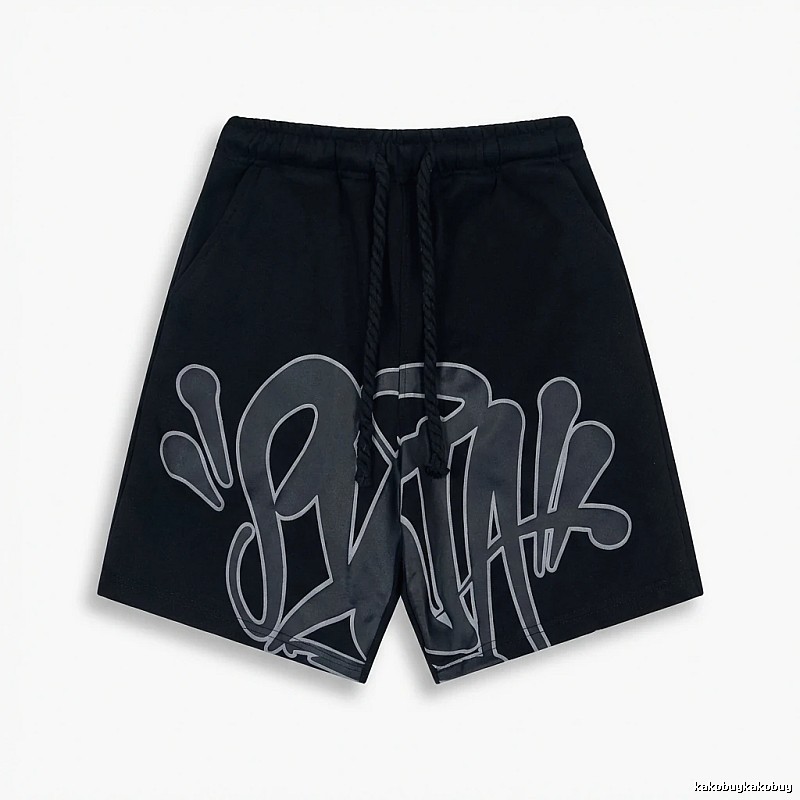 SynaWorld Graffiti-style Black Shorts