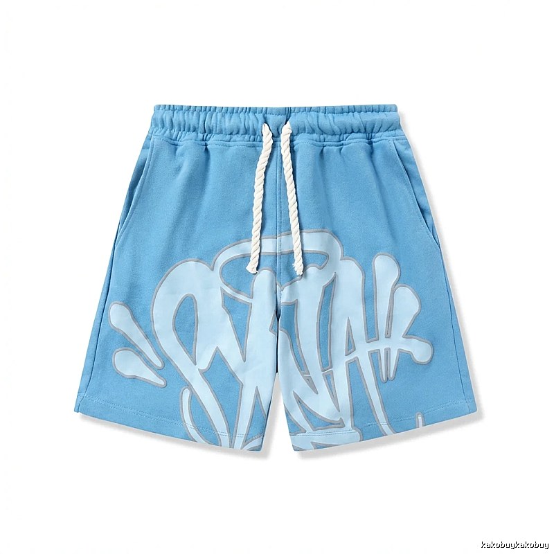 SynaWorld graffiti-style blue shorts